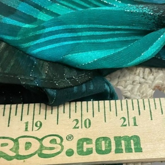 Nine West Ruffle Sleeve Blouson Mini Dress Women Medium Green Whimsigoth Shimmer - Picture 8 of 15